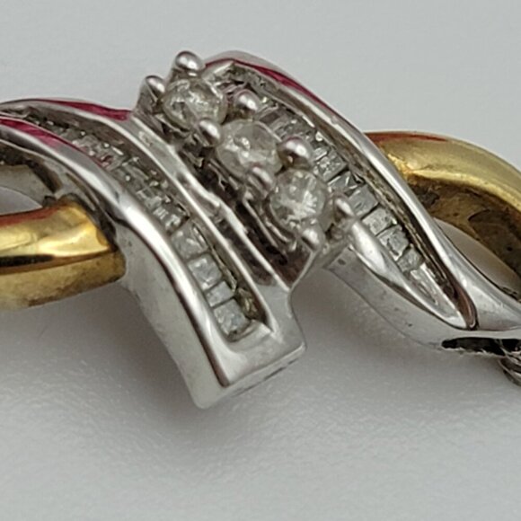 Vtg. JWBR 10K Yellow And White Gold Diamond Infinity Pendant Necklace 18" Signed - Picture 5 of 12